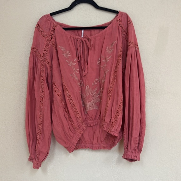 Free People Maria Maria boho Lace Blouse Embroidered top size S - Picture 5 of 8
